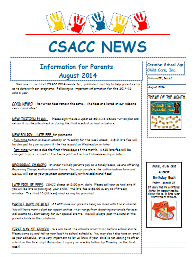 Csacc August 2014 Newsletter 2
